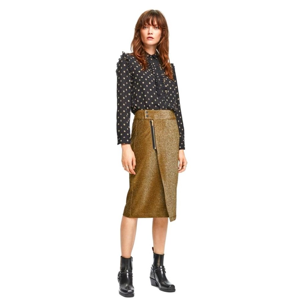 Scotch & Soda Lurex Pencil Skirt Midi Metaliic NWOT Size S